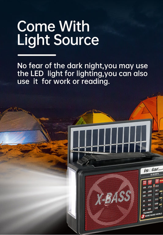 Radio Solar con linterna led recargable AM/FM usb micro SD