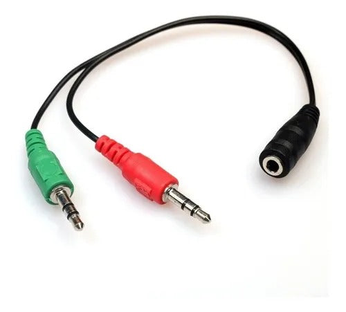 Cable Audio Microfono 1 Hembra X 2 Machos 3.5mm Triestereo para computador