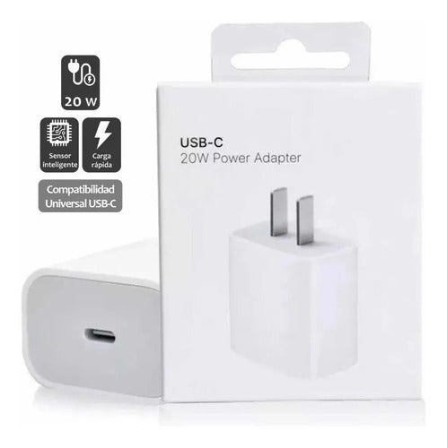 Adaptador Cargador USB- C 20W Carga Rápida PU compatible con Iphone