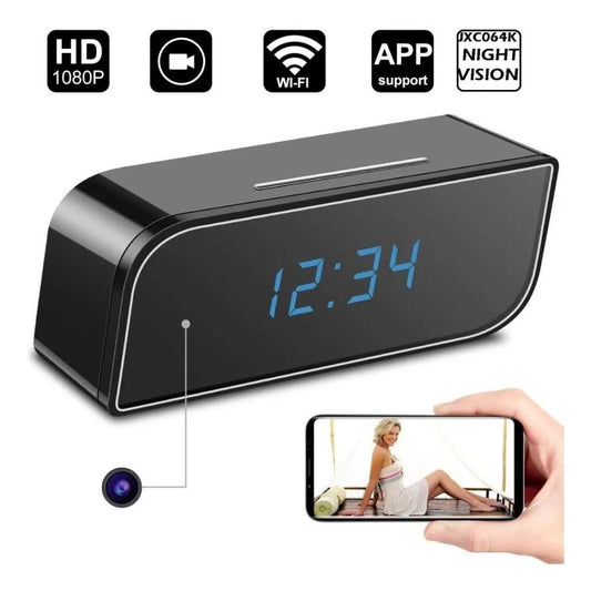 Reloj Despertador Con Camara Espia Wifi Recargable 1080 P