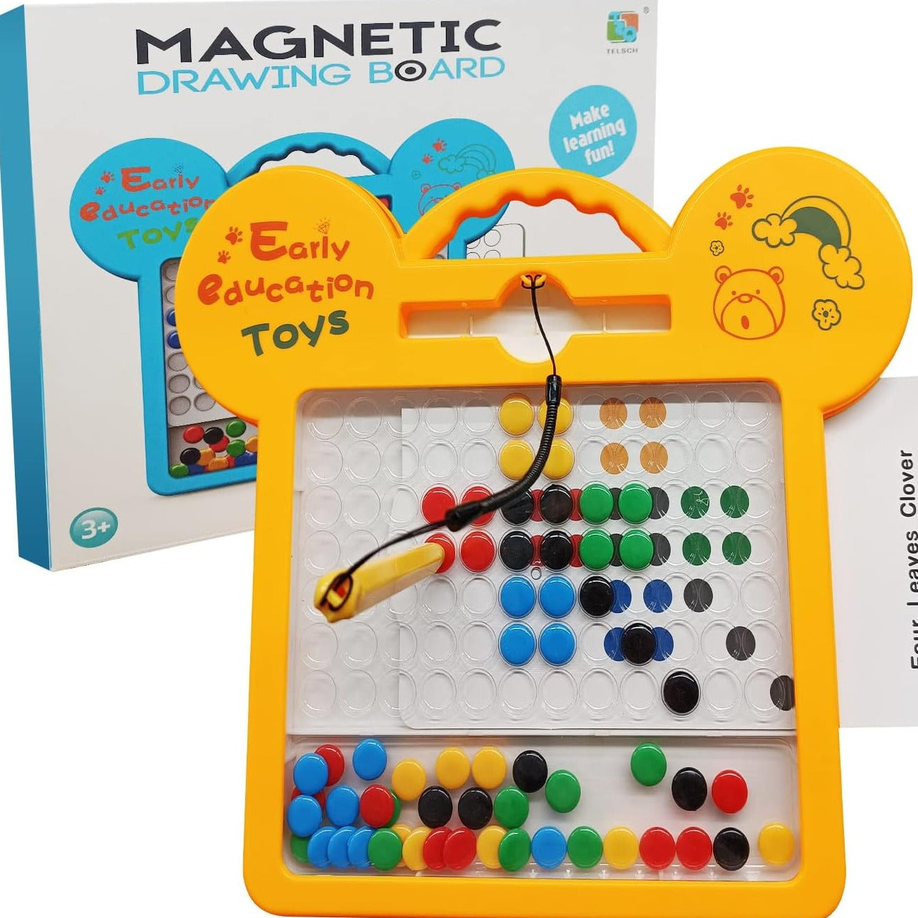 Tablero magnético de dibujo para niños, tablero magnético de cuentas  incluye tablero magnético, lápiz capacitivo adjunto, 25 tarjetas de ideas  de