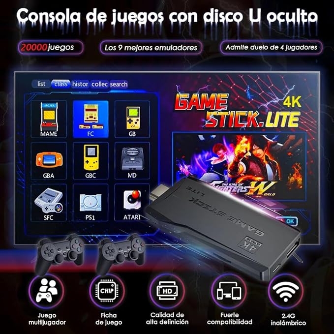 Mini Consola 4k De Juegos M8 Game Stick Lite 64gb  + Envio Gratis