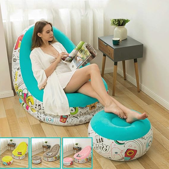 Sillón Inflable De Diseños Con Reposa Pies + Envío Gratis