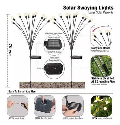 12 Luciernagas Led Con Panel Solar + Envio Gratis