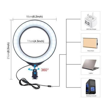 Aro De Luz 16 cm Profesional Con Tripode + Envio Gratis