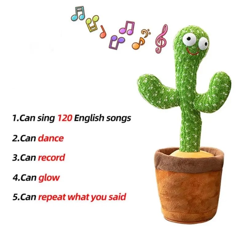 Cactus Bailarín Canta Repite Lo Que Hablas Recargable Usb