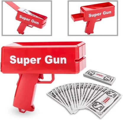 Pistola Lanza Billetes Cash Money Super Gun Party + 50 billetes