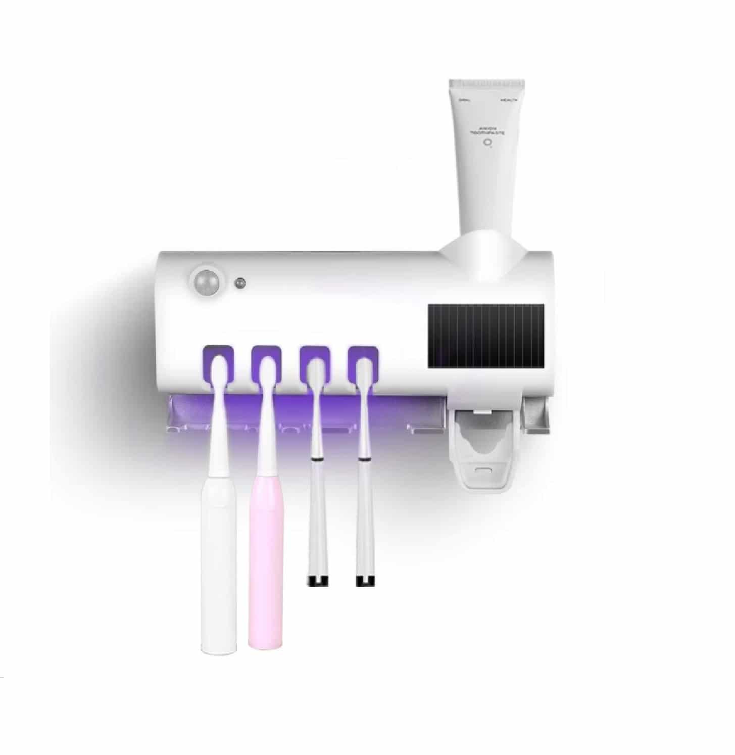 Esterilizador de cepillo de dientes UV Dispensador de pasta de dientes  Soporte de cepillo de dientes montado en la pared MFZFUKR LN-0378
