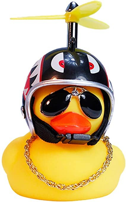 Patito Pato viajero Con Casco Hélice Lentes Cadena Para Bici Moto